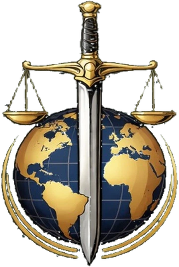 Brasão da Balduino Global Law: espada e balança sobre um globo